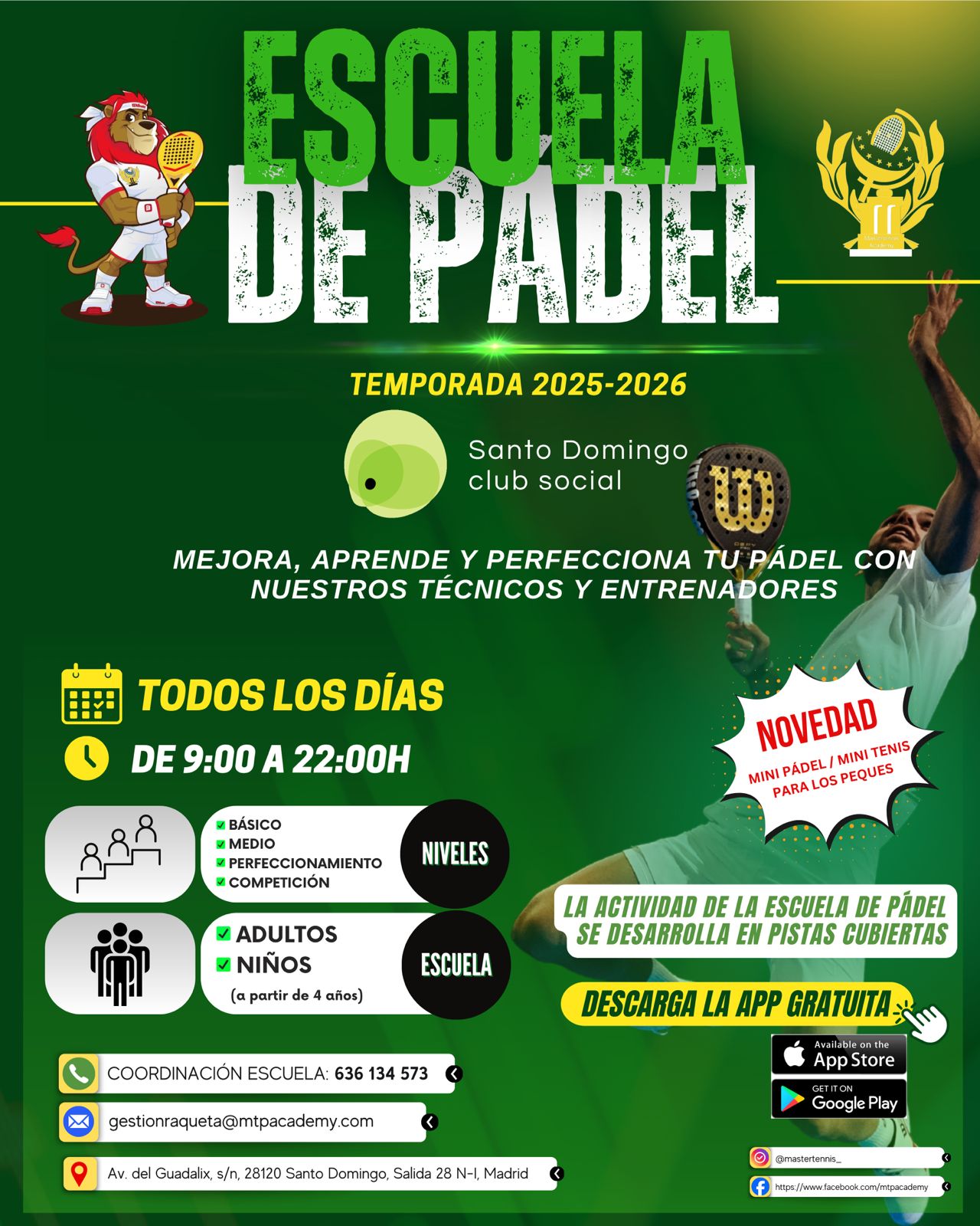 Club Social Santo Domingo escuela de padel cartel