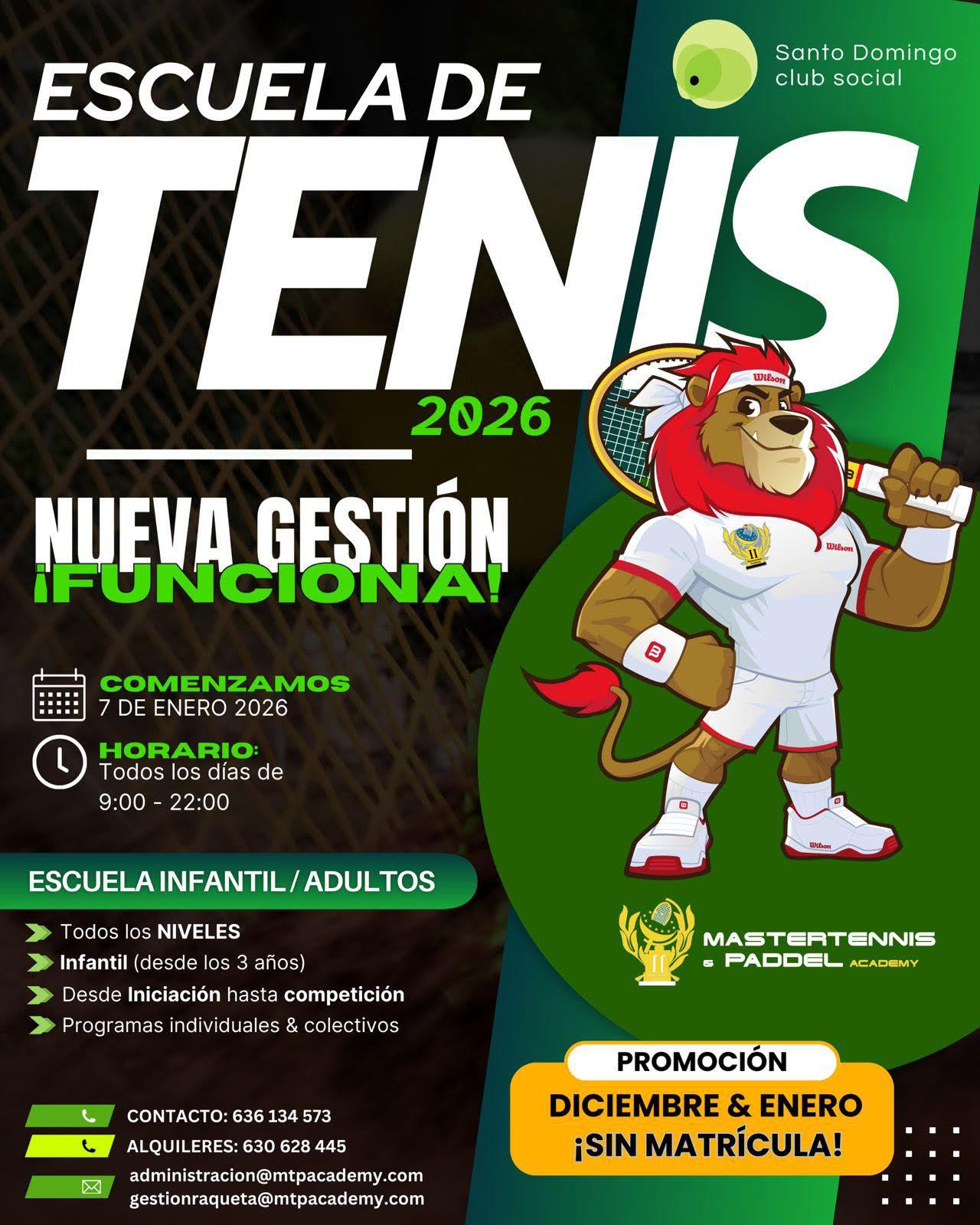 Club Social Santo Domingo escuela de padel cartel